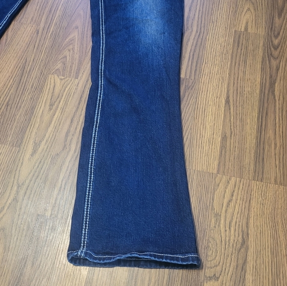 Rock & Roll Cowgirl Mid Rise Bootcut Blue Denim Embelleshed Jeans 33×34 A76 - Picture 11 of 12